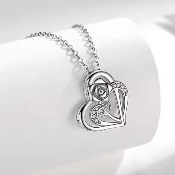 Jewelry - Sterling Silver Rose Cubic Zirconia Necklace